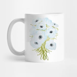 blue anemone flowers bouquet watercolor painting Mug